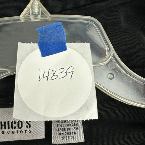 Chicos‎ Travelers Womens Cardigan Size 3 US XL Black Open Front Minimalist Lagom - Picture 8 of 8